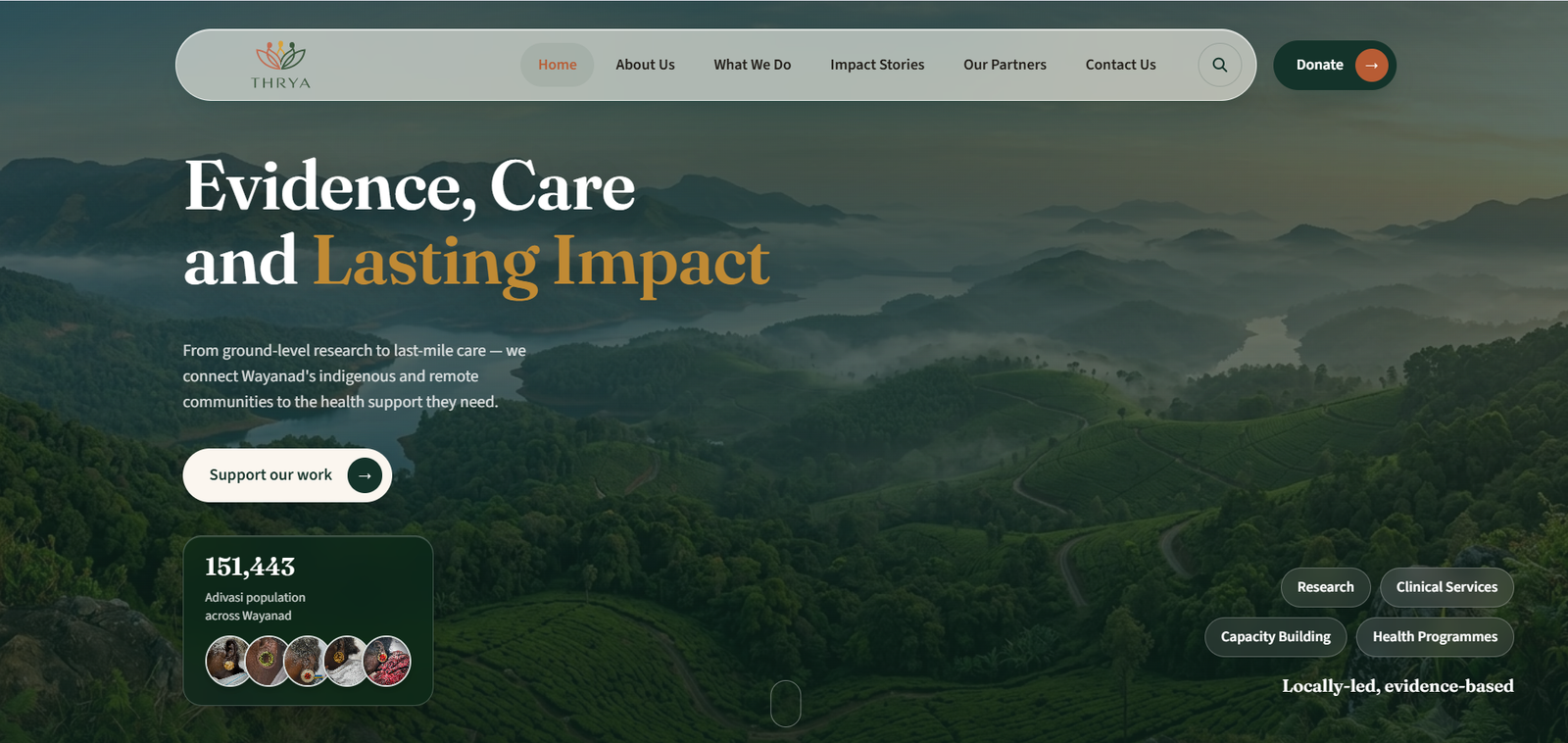 Thrya Health and Research Foundation website screenshot